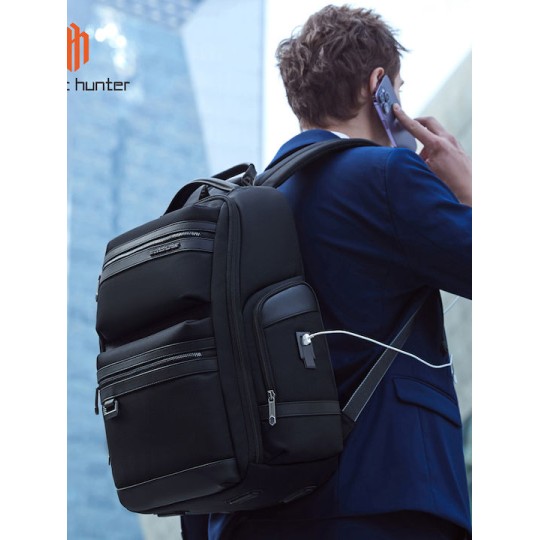 ARCTIC HUNTER B00682 Τσάντα Πλάτης με Θήκη Laptop 15.6", USB, Λουκέτο TSA, 23.5L, Μαύρη