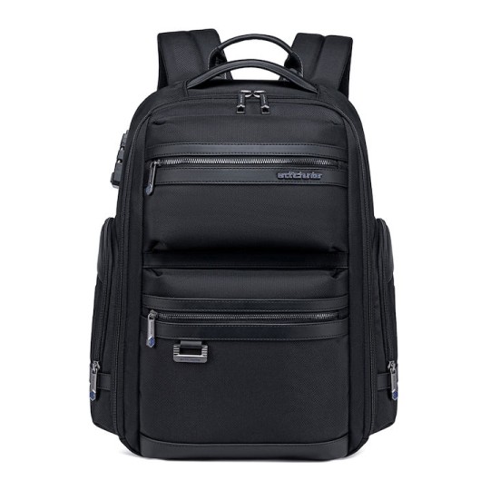 ARCTIC HUNTER B00682 Τσάντα Πλάτης με Θήκη Laptop 15.6", USB, Λουκέτο TSA, 23.5L, Μαύρη