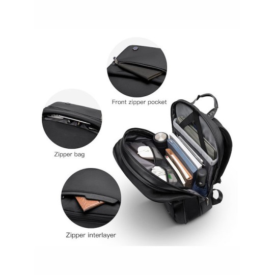 ARCTIC HUNTER B00410 Τσάντα Πλάτης  με Θήκη Laptop 15.6", Πτυσσόμενη, 21L, Μαύρη