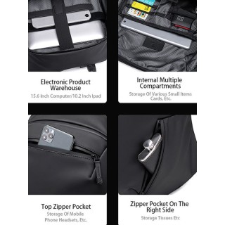 Arctic Hunter B00423 Αδιάβροχη Τσάντα Πλάτης για Laptop 15.6" Μαύρο