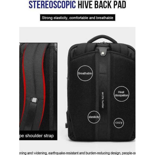 Arctic Hunter B00345 Αδιάβροχη Τσάντα Πλάτης για Laptop 15.6" Μαύρο