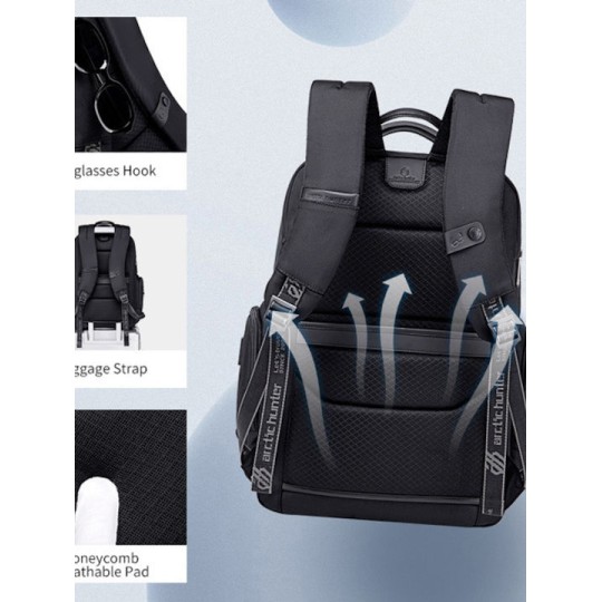 Arctic Hunter Αδιάβροχη Τσάντα Πλάτης για Laptop 17" Μαύρο B00544-BK