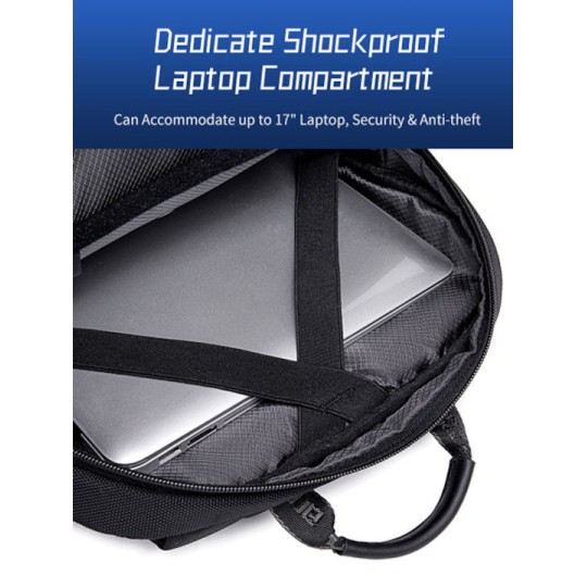 Arctic Hunter Αδιάβροχη Τσάντα Πλάτης για Laptop 17" Μαύρο B00544-BK