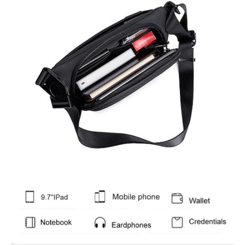 Arctic Hunter Τσάντα Μέσης Y00569 με Θήκη Tablet 3.5L Μαύρη