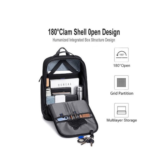 Arctic Hunter Αδιάβροχη Τσάντα Πλάτης για Laptop 15.6" Γκρι B00554-GY