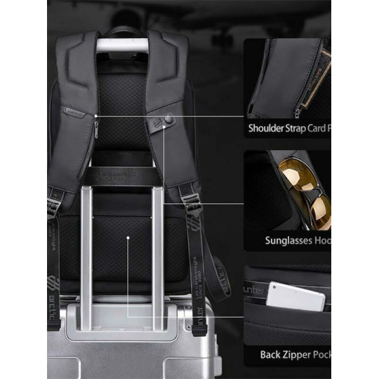 ARCTIC HUNTER  B00443 Τσάντα Πλάτης με Θήκη Laptop 15.6, USB, 19L, Μαύρη