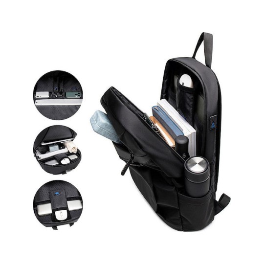 GOLDEN WOLF GB00400-BK Τσάντα Πλάτης με Θήκη Laptop 15.6", Μαύρη