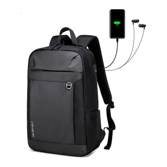 GOLDEN WOLF GB00400-BK Τσάντα Πλάτης με Θήκη Laptop 15.6", Μαύρη