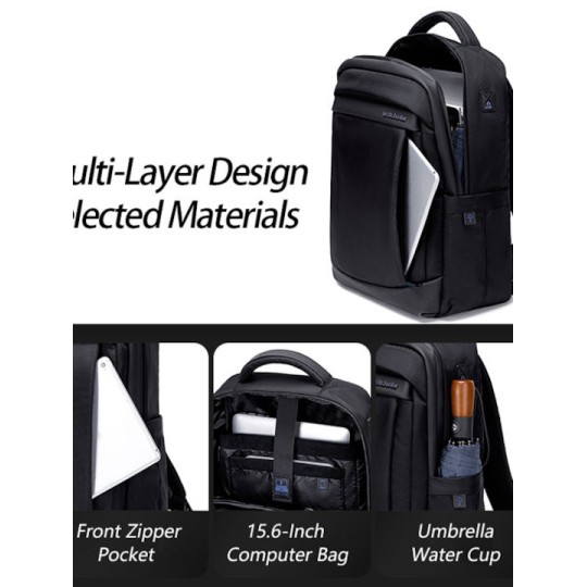 ARCTIC HUNTER B00478 Τσάντα Πλάτης με Θήκη Laptop 15.6", 18L, Μαύρη