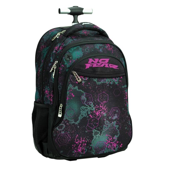 No Fear School Trolley Bag Elementary Multicolour with Water Bottle Holder 30 Litre 2025