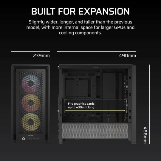 Corsair Frame 4000D RS Gaming Midi Tower Computer Case with RGB Lighting Black