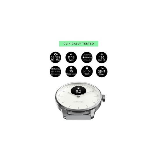 Withings ScanWatch Light Stainless Steel 37mm Αδιάβροχο με Παλμογράφο (Silver)