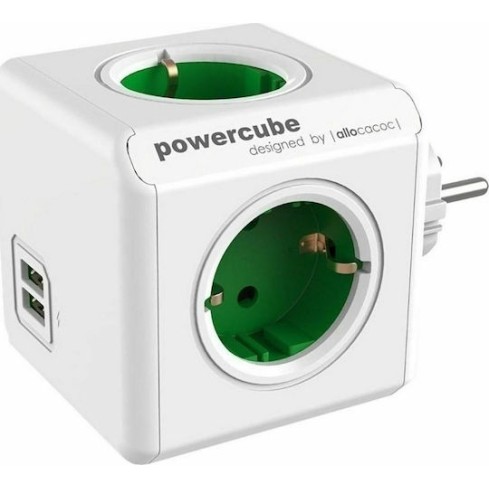 ALLOCACOC PowerCube Original USB - Πολύμπριζο (1202GN/DEOUPC) Green