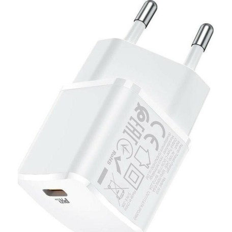 Hoco Φορτιστής Χωρίς Καλώδιο με Θύρα USB-C 20W Power Delivery Λευκός (N10)