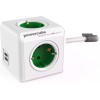 Allocacoc PowerCube 4 Θέσεων με 2 USB και Καλώδιο 1.5m Πράσινο