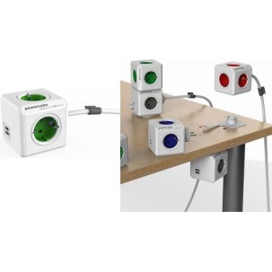 Allocacoc PowerCube 4 Θέσεων με 2 USB και Καλώδιο 1.5m Πράσινο