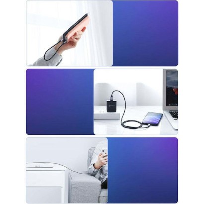 Ugreen Braided USB 2.0 Cable USB-C male - USB-A male Μαύρο 1m (60126)