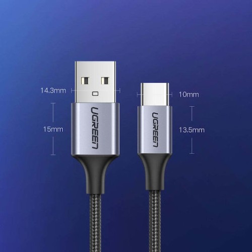 Ugreen Braided USB 2.0 Cable USB-C male - USB-A male Μαύρο 1m (60126)