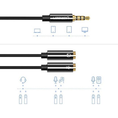 Ugreen Καλώδιο 3.5mm male - 3.5mm female Μαύρο 0.2m (30620)