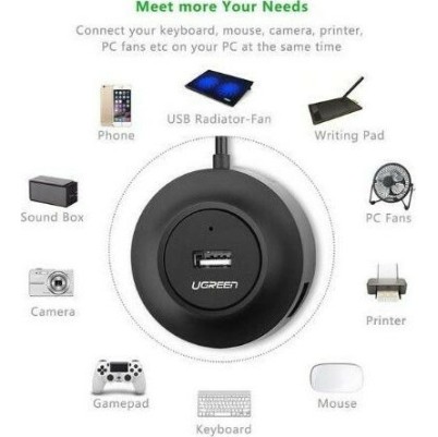Ugreen CR106 USB 2.0 Hub 4 Θυρών με σύνδεση USB-A (20277)