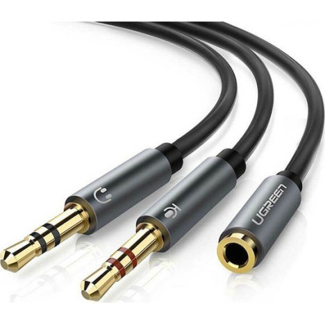 UGREEN AV140 Cable Audio 2x3.5mm M/3.5mm F 0,2m (20899)