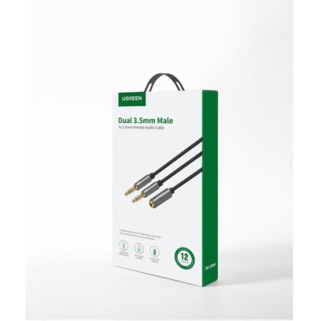 UGREEN AV140 Cable Audio 2x3.5mm M/3.5mm F 0,2m (20899)