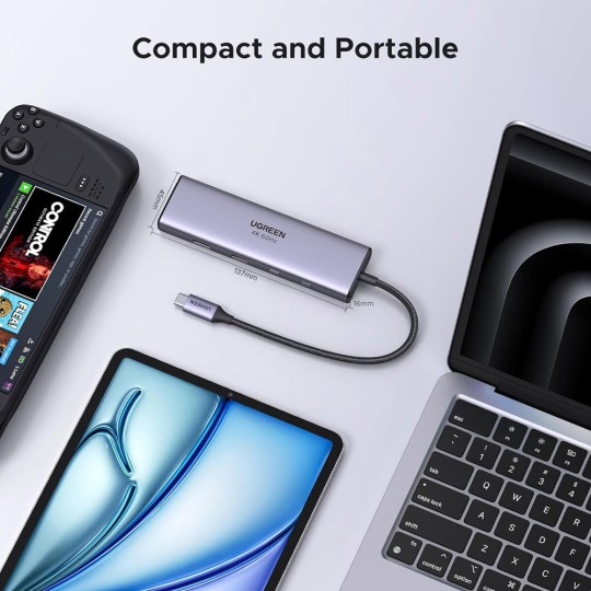 Ugreen CM498 USB-C Docking Station HDMI 4K PD Ethernet Γκρι