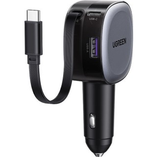 Ugreen Φορτιστής Αυτοκινήτου 75W 1xUSB 1xType-C μαζί με Καλώδιο Ενσωματωμένο Γκρι Χρώμα