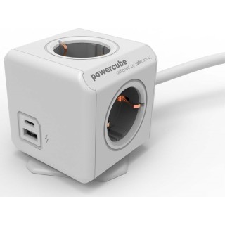 Allocacoc PowerCube 4 Θέσεων με 1 USB-A, 1 USB-C και Καλώδιο 1.5m Γκρι