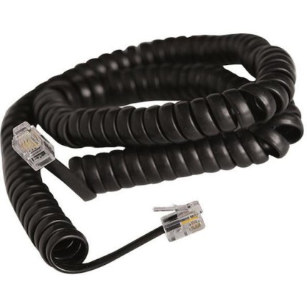 POWERTECH RJ10 4P4C CAB-T014 Καλώδιο Τηλεφώνου Spiral 2m Μαύρο