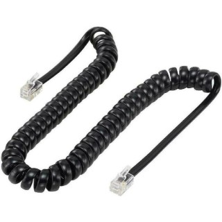 POWERTECH RJ10 4P4C CAB-T014 Καλώδιο Τηλεφώνου Spiral 2m Μαύρο