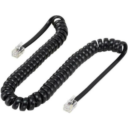POWERTECH RJ10 4P4C CAB-T014 Καλώδιο Τηλεφώνου Spiral 2m Μαύρο