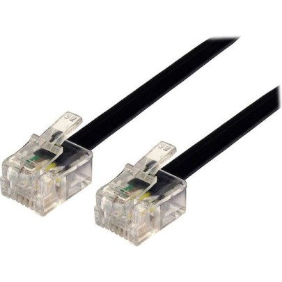 POWERTECH RJ11 6P4C CAB-T008 Καλώδιο Τηλεφώνου 2m Μαύρο