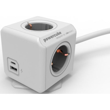 Allocacoc PowerCube 3 Θέσεων με 1 USB-A, 1 USB-C και Καλώδιο 1.5m Γκρι Allocacoc PowerCube 3 Θέσεων με 1 USB-A, 1 USB-C και Καλώδιο 1.5m Γκρι