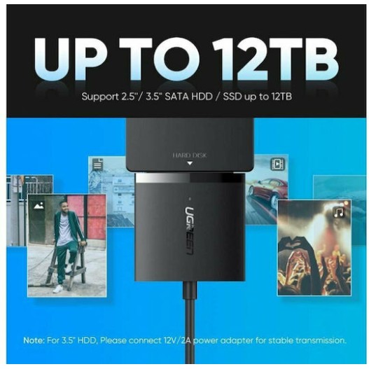 Ugreen USB 3.0 to SATA Hard Drive Adapter Black (60561)