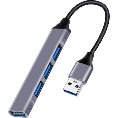 Powertech PT-1114 USB 3.2 Hub 4 Θυρών με σύνδεση USB-A Γκρι