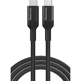 Powertech Braided USB 3.2 Cable USB-C male - USB-C 100W Μαύρο 1m (PTR-0136)