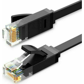 Ugreen Flat U/UTP Cat.6 Καλώδιο Δικτύου Ethernet 15m Μαύρο 1τμχ 50180