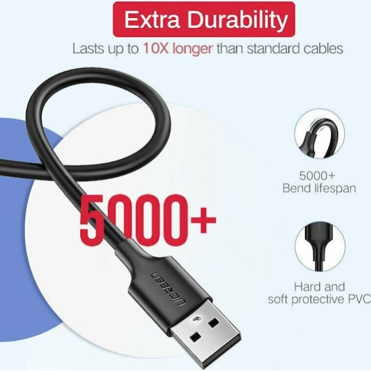 Ugreen US289 Regular USB 2.0 to micro USB Cable Λευκό 1m (60141) 1τμχ