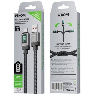 WK Wdc-39 Braided USB 3.0 Cable USB-C male - USB-A 66W Γκρι 1.2m (250869)