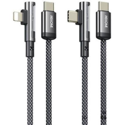 WK Braided USB 2.0 Cable USB-C male - USB-C 65W Μαύρο 1m