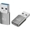 Powertech PTR-0147 Μετατροπέας USB-A male σε USB-C female Γκρι