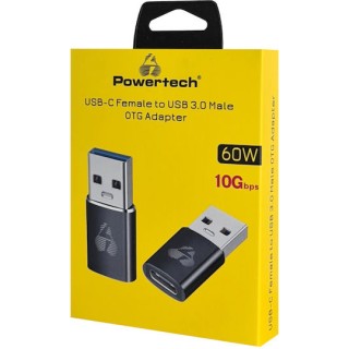 Powertech PTR-0147 Μετατροπέας USB-A male σε USB-C female Γκρι