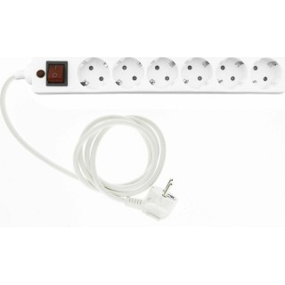 Entac ESE1.5G6-1.8-SW-SP Πολύπριζο 6 Θέσεων με Διακόπτη και Καλώδιο 1.8m Λευκό
