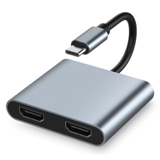 Powertech USB-C Docking Station with HDMI 4K and Support for 2 Monitors Gray (CAB-UC083)