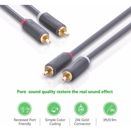 Ugreen Cable 2x RCA male - 2x RCA male 3m (10519)