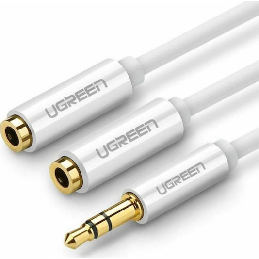 UGREEN Καλώδιο Ήχου 3.5mm σε 2x3.5mm M/F AV123 10780 0.2m Λευκό UGREEN Καλώδιο Ήχου 3.5mm σε 2x3.5mm M/F AV123 10780 0.2m Λευκό