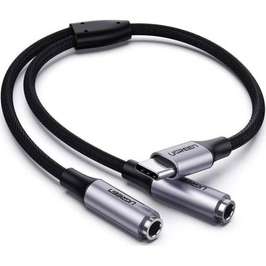 Ugreen Μετατροπέας USB-C male σε 3.5mm 2x female Γκρι 30732