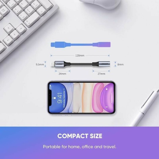 UGREEN US211 30756 Αντάπτορας Lightning σε 3.5mm M/F Μαύρο