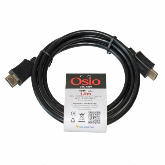 Osio HDMI 1.4 High Speed 1080p 120Hz Cable HDMI Male - HDMI Male 1.5m Black